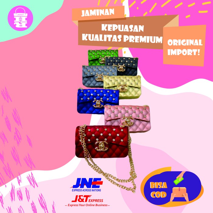 TAS SELEMPANG WANITA MURAH TAS WANITA IMPORT ORIGINAL CLASSIC CG DIAMOND JELLY MATTE UK18