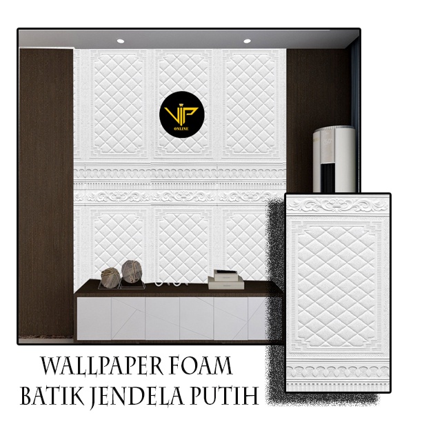 VIP Wallpaper 3D Foam Stiker Motif Batik Pintu Jendela Putih WallPaper Sticker Foam
