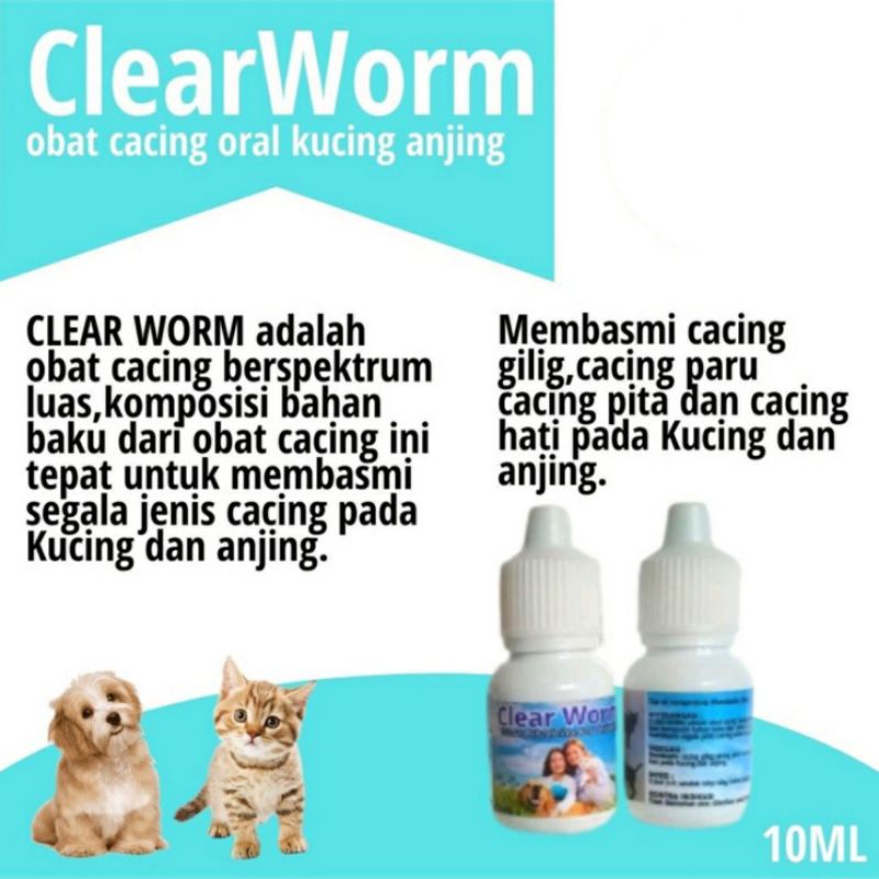 Obat Cacing Kucing Anjing Kelinci Clearworm