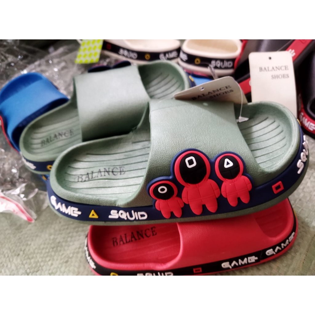 SANDAL SLOP EVA EMPUK ANAK LAKI LAKI // SANDAL ANAK BALANCE 2222-4 24-35 // SANDAL MOTIF SQUID GAME IMPORT