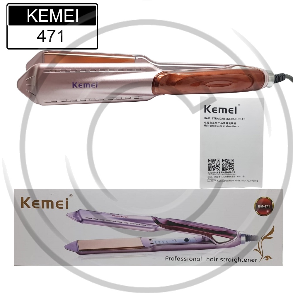 KEMEI / KM-471 / Catokan Pelurus / Hair Straightener Temperatur Adjustable Bahan Keramik - CO ORIGINAL TERMURAH