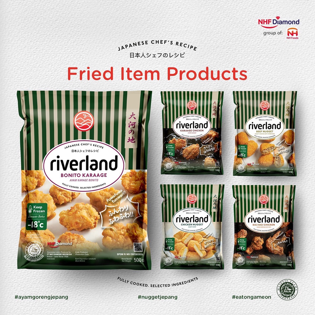 RIVERLAND Japanese  Premium Nugget Chicken &amp; Beef 500g Halal