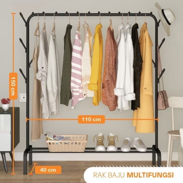 Rak Gantungan Baju Besi Portable Baju Gamis Jilbab Topi Jaket