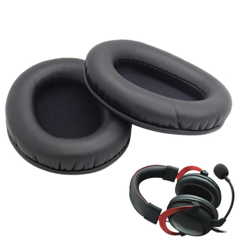 1 Pasang Bantalan Earpads Bahan Kulit Imitasi Untuk Headphone King-ston HyperX Cloud I II KHX-HSCP-GM