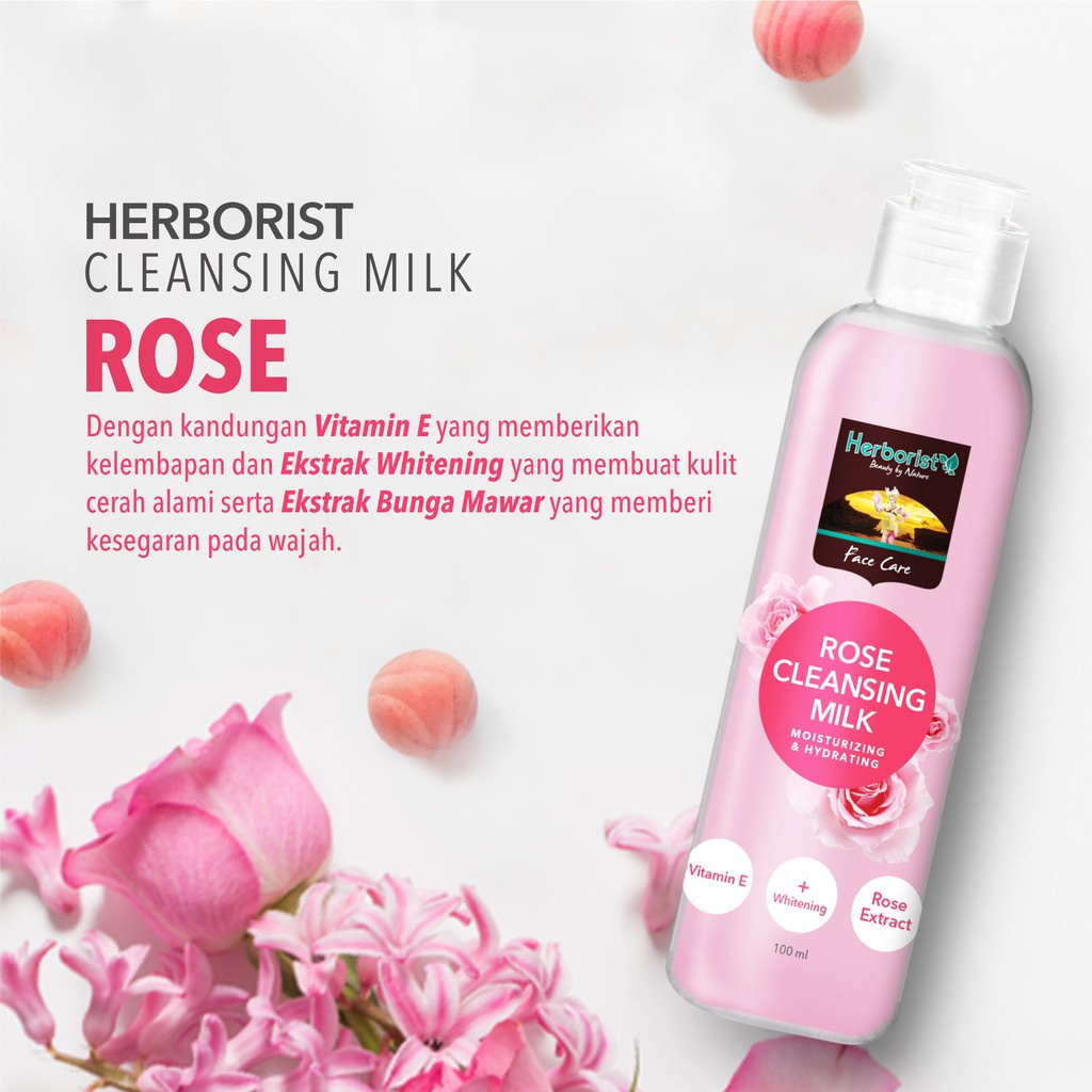 HERBORIST Rose Water and Cleansing Milk-Sleeping Mask-Facial Wash-air mawar herboris (VIC)