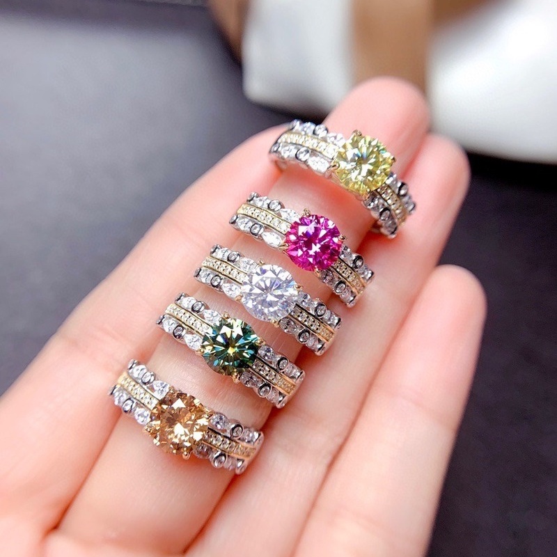 Fashion Personality Color Moissanite All-Match Ring