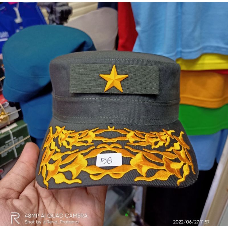 topi pdh pati + pangkat brigjen logam