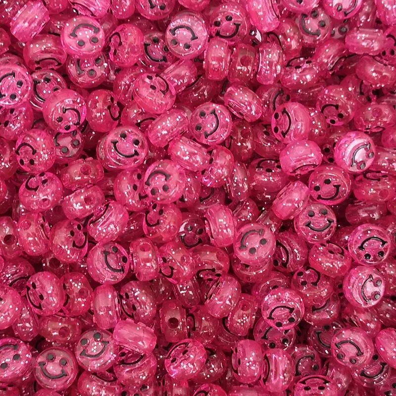 50pcs / Lot 10mm Manik-Manik Akrilik Motif Smiley Face Untuk Membuat Perhiasan Diy