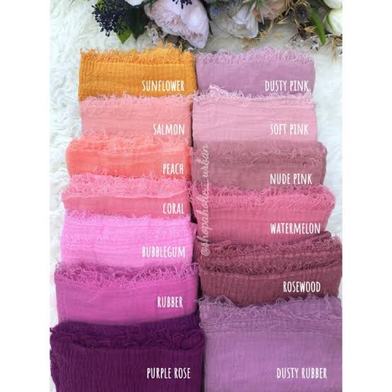 HIJAB Best Seller PASHMINA CRINKLE / CRINCLE - PASHMINA CUTTON CRINKLE / NEGRO / KUSUT-Watermelon