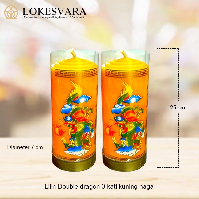 Lilin Puja Sembahyang Pilar 3 Kati/Kin Double Dragon