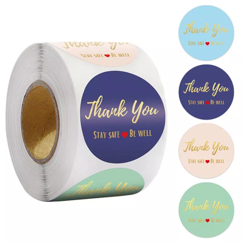 

Stiker "Thank You, Stay Safe & Be Well" buat Paket Hampers/Packaging/Kartu