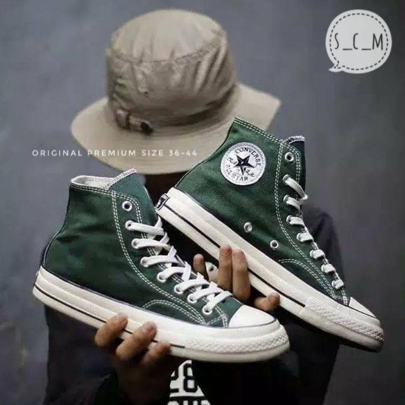 Sepatu Sneakers Pria Converse 70s Hijau Army Not Original