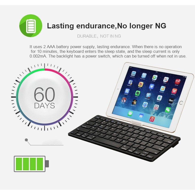 BK3001 - Universal Bluetooth 3.0 Wireless Keyboard - Battery Powered - Keyboard Tenaga Baterai AAA