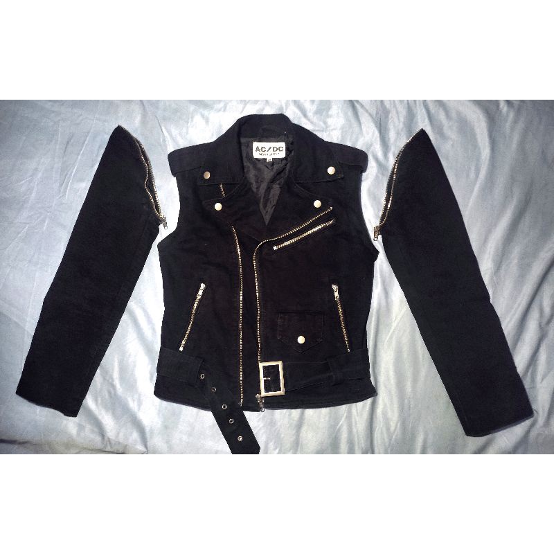 Jaket Ramones Mannishboy AC/DC Bikers - Jaket dobel kerah - Leather biker jaket - Vest Rompi - Werpa