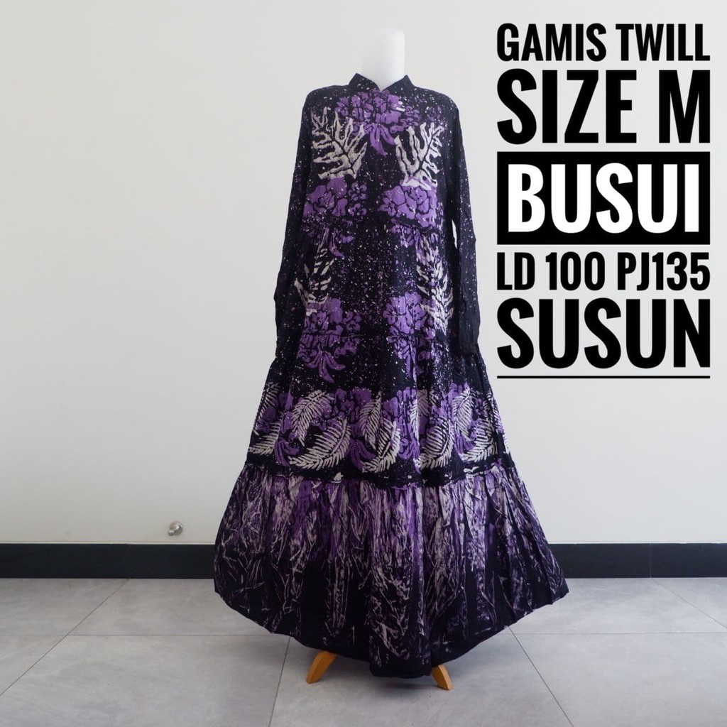 Gamis Wanita Remaja Dewasa Muslimah Kekinian Motif Batik Abstrak Twill Ori Pekalongan Busui Friendly