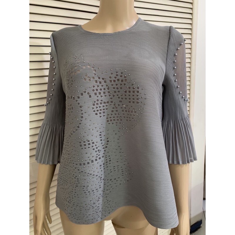 Pleats Premium Plisket Bangkok Grey Blouse