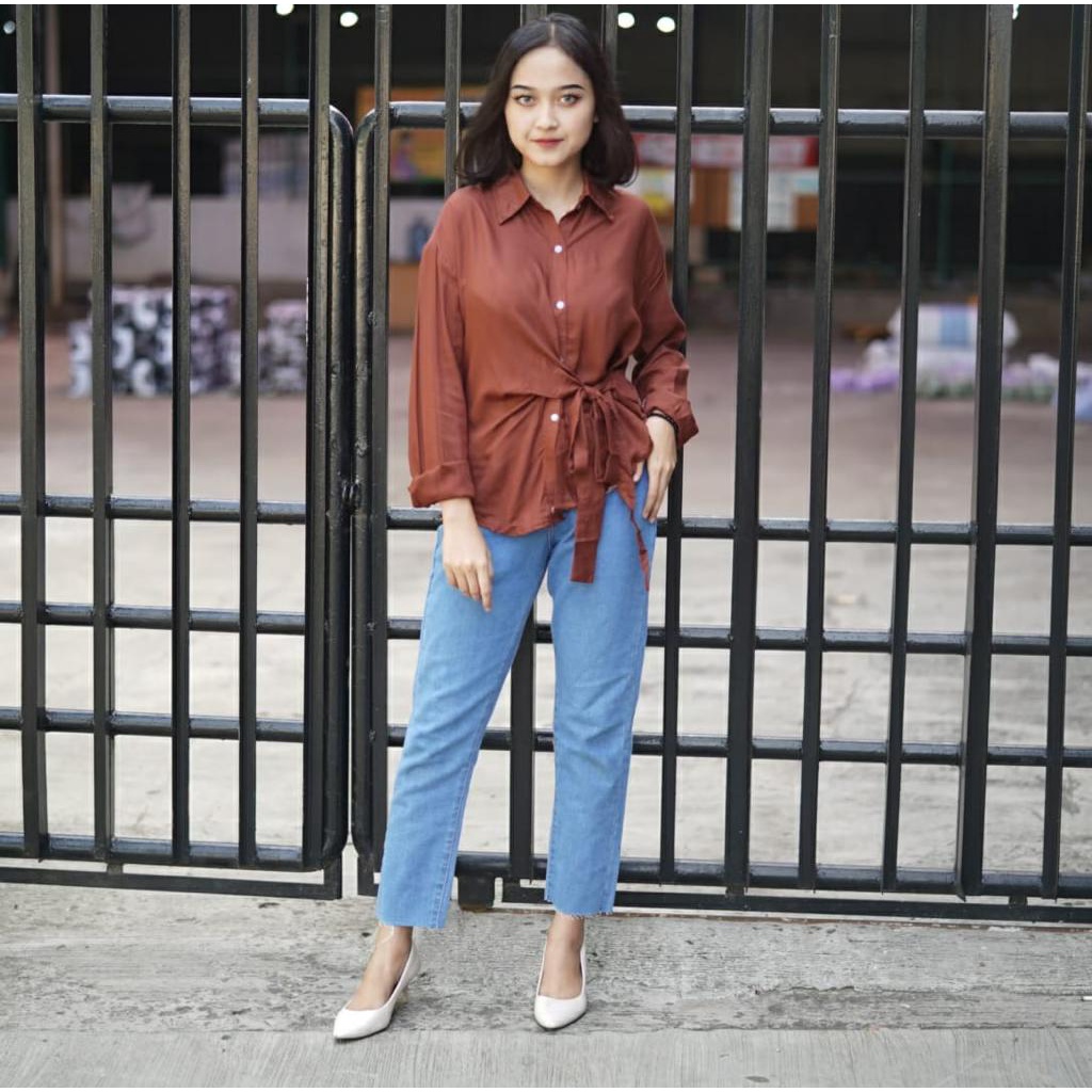 BEFAST - ZFS OOTD Blouse SIRIYA / AYRA RAYON DIAMOND BOW SHIRT / Blouse Keluaran Terbaru 2022 / Atasan Lengan Panjang / Fashion Wanita Kerja / Blouse Polos Formal / OOTD Remaja Wanita Casual / Blouse Banyak Warna / Blouse Serut Pita Trendy