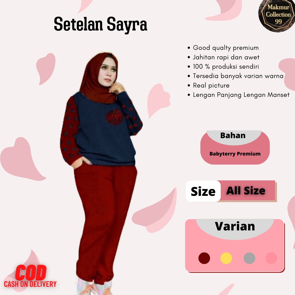 Setelan Wanita Kekinian Set Sayra Jumbo Set Olah Raga Wanita Matt Babyterry Good qualty premium