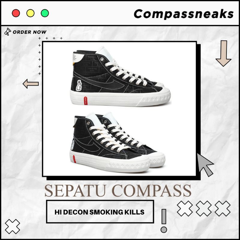 Sepatu Compass Retrograde High Decon "Smoking kills" Collaboration Fxxkingrabbits