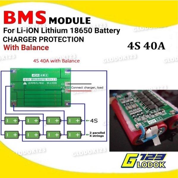 BMS 3S 4S 40A 3.7V Lithium Battery Balanced Charger Protection 18650