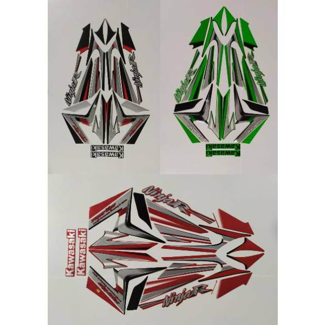 STIKER STRIPING NINJA R 2010 WARNA HIJAU HITAM DAN MERAH