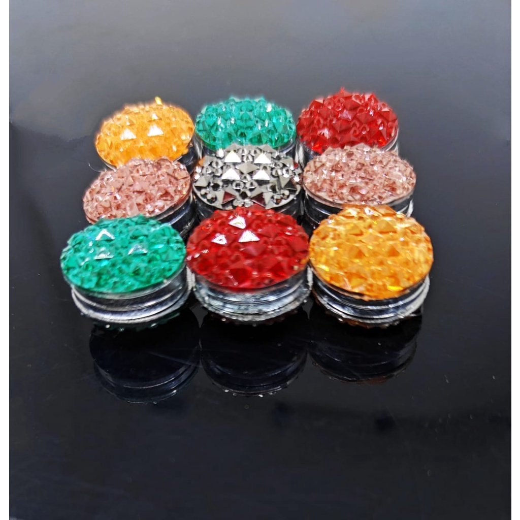 Selusin Bros Magnet Hijab - Bros Magnet Bulat - Bros Magnet Motif Kristal - Bros Hijab