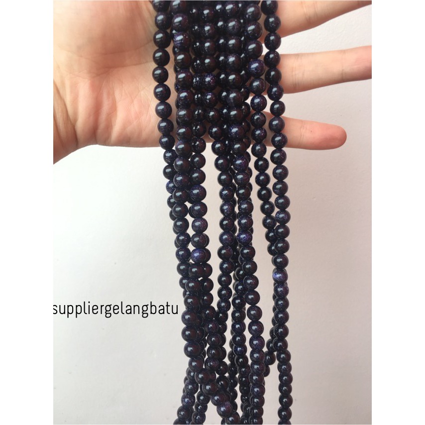 material blue gold sand stone batu pasir emas biru aksesoris manik batu 8mm bahan gelang kalung