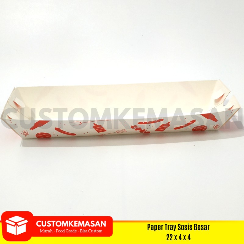 Dus sosis Besar, Box Sosis, Paper Tray Sosis, Kemasan Sosis, Kemasan Hotang