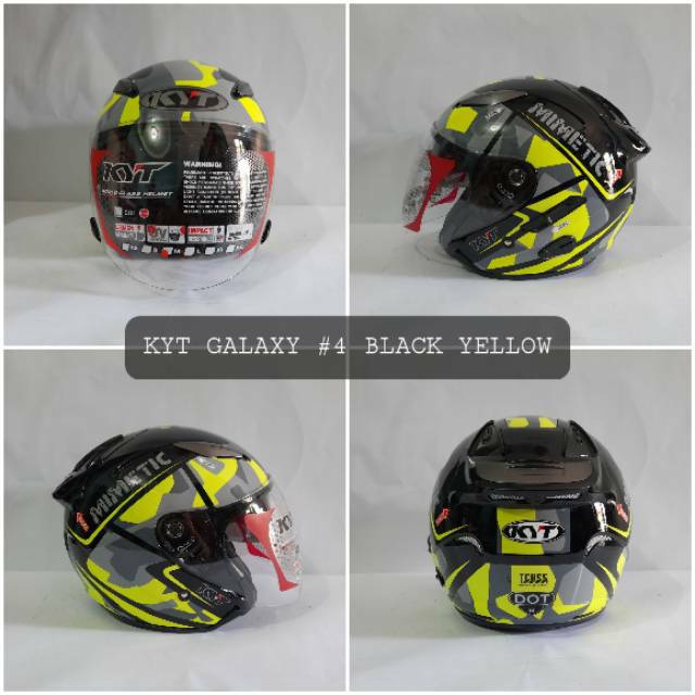 KYT GALAXY_SERI #4 BLACK YELLOW FLUO (DOUBEL VISOR)