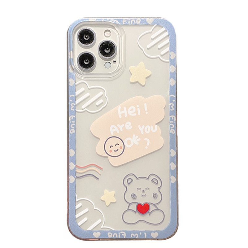 【Ready Stock】Cute Cartoon Bear Smiling TPU Transparent Soft Silicone Anti-drop Protective Phone Case for Samsung Galaxy A03s A22 A32 A42 A12 A02s M02s A20s A21s A72 A52 A11 A20 A30 A50 A50s A31 A51 A71 A81 A91 A70 M51 M52 S21 S20 FE S30 Note 20 Plus Ultra