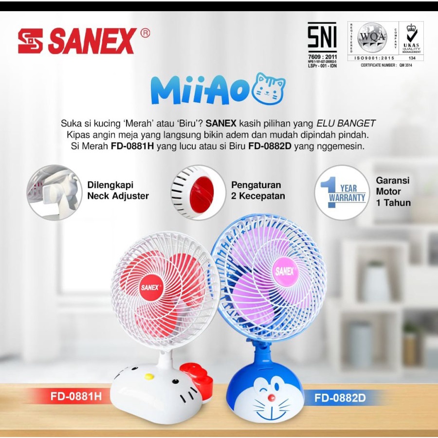 KIPAS ANGIN MEJA SANEX 8 INCH KARAKTER / DESK FAN KARAKTER