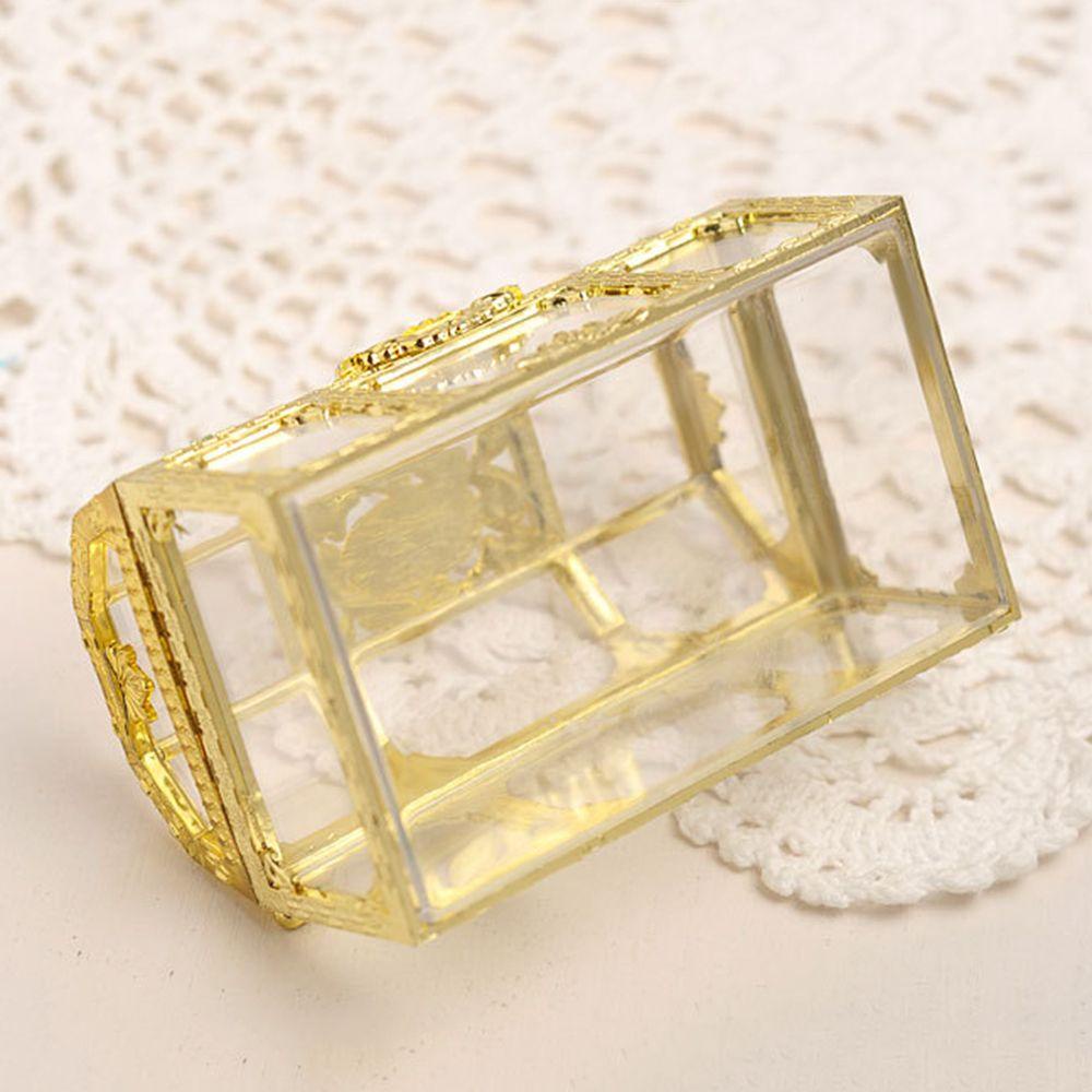 Top Treasure Chest Lucu Plastik Transparan Trinket Organizer Crystal Permata Candy Box