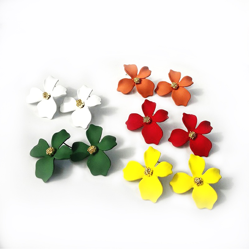 Anting Bunga Permen Warna Manis / Statement Earrings Candy Color Flower Sweet Ear Studs-Won