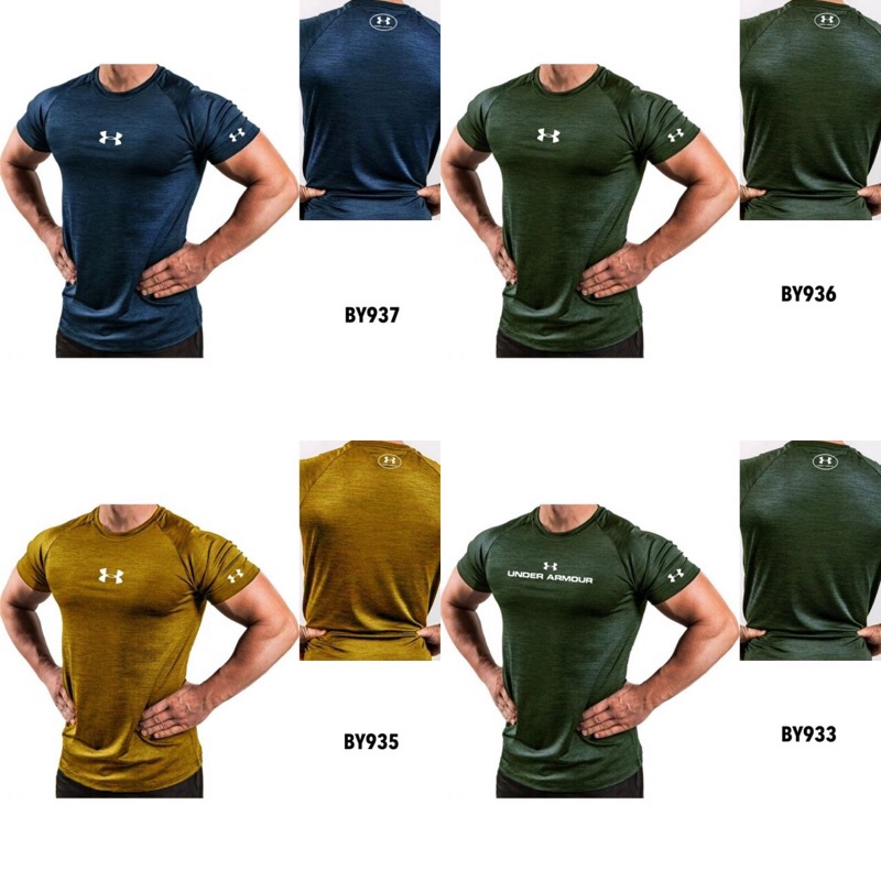 kaos running pria lengan pendek / baju olahraga fitness gym spandex original