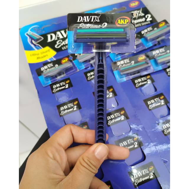 [Per Buah] Alat Cukur / Silet Cukuran Davix Extreme Biru with Gel