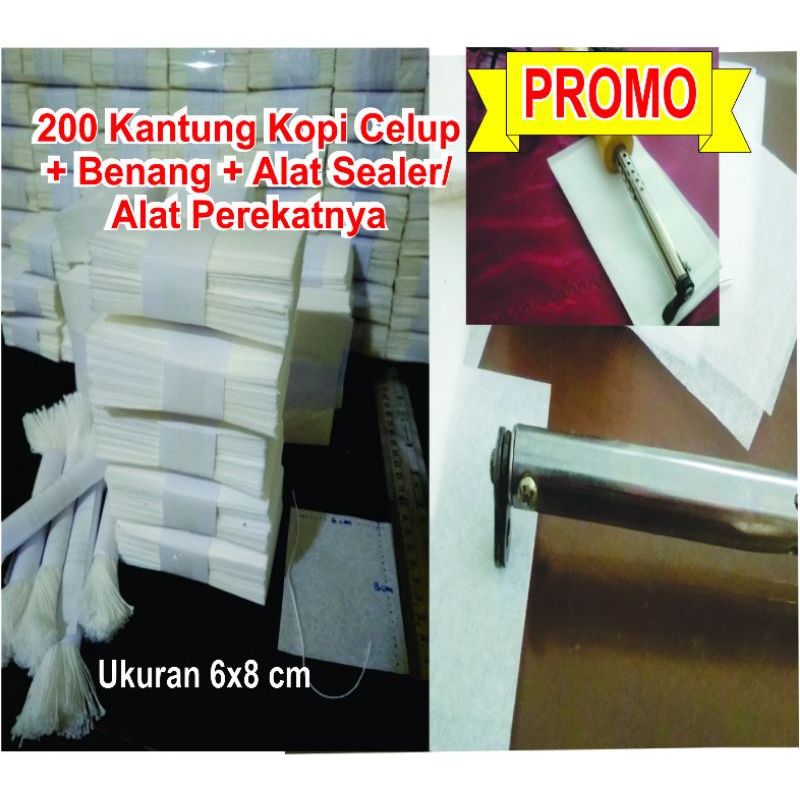 

Kantung teh celup/kopi celup + benang + alat perekat. PROMO-PROMO. Ukuran 6x8 cm 200 lembar, untuk kopi celup 10 gram. PROMO.
