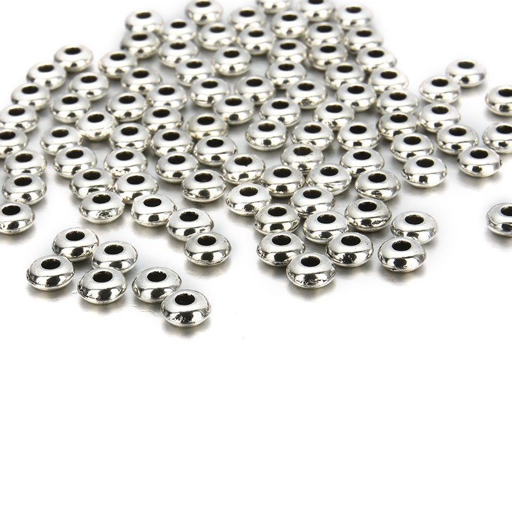 【TERSEDIA &amp; COD】100pcs / Set Manik-Manik Spacer Bulat Bahan Alloy Untuk Membuat Perhiasan Diy
