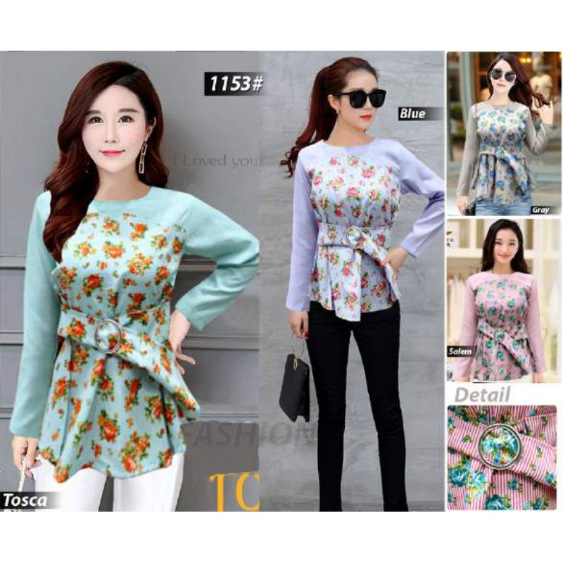 Atasan Import wanita Motif Bunga bordil