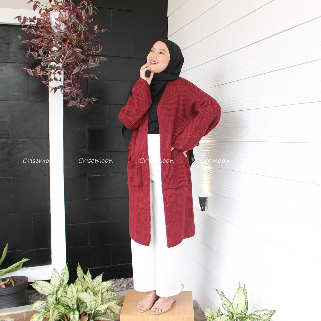 Long cardigan rajut oversize / cardigan Rajut panjang / Cardigan Rajut Longcardy Oversize Tebal-7