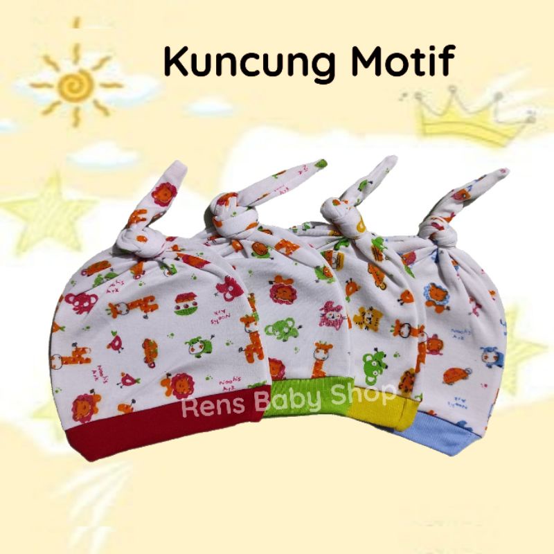 Topi kuncung polos / motif bayi newborn