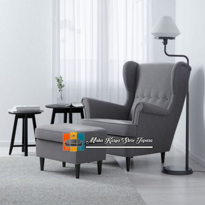 sofa wing chair single + puff