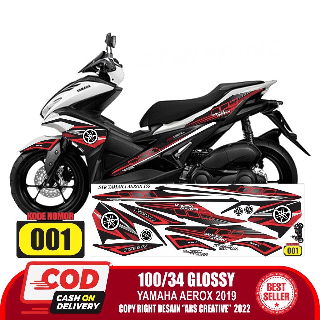 Sticker decal striping yamaha aerox 155 2018 Semua ready packing aman sticker aerox 155 variasi