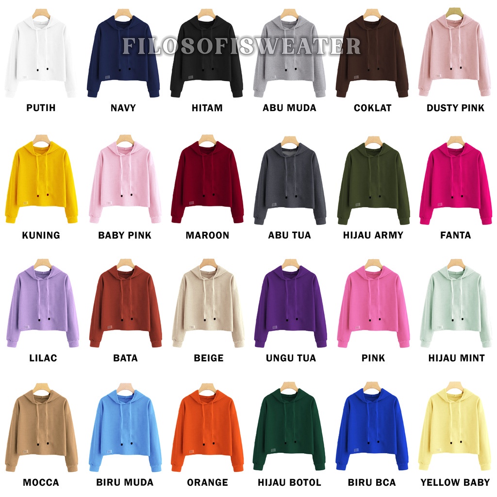 SWEATER CROP HOODIE CEMARA LUKISAN BAHAN FRENCHTERRY TERLARIS