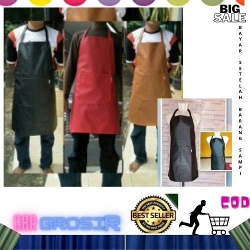 Apron Celemek cotton drill &quot;GRADE A&quot; BISA CUSTOM BORDIR KARAKTER