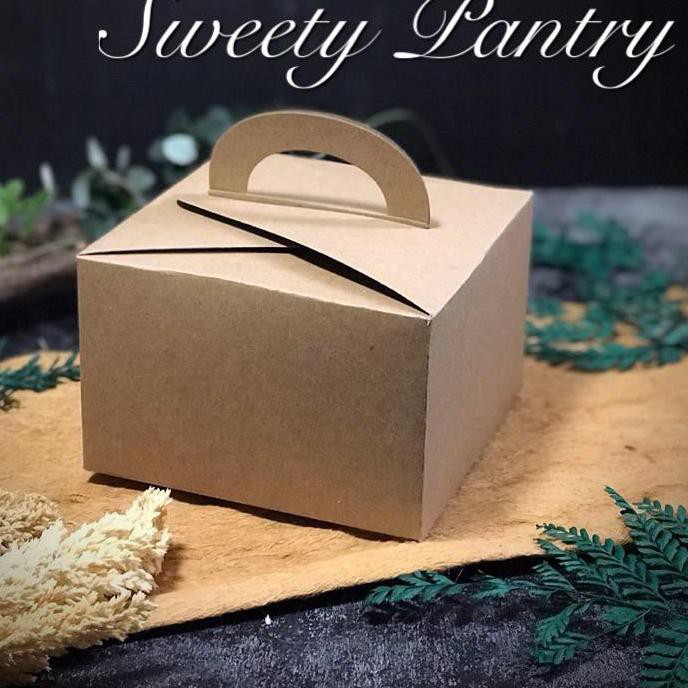 

◊ 4151510 B - dus kue / box kue / gift box model tenteng Ukuran 15,5x15,5x10cm Brown ➷