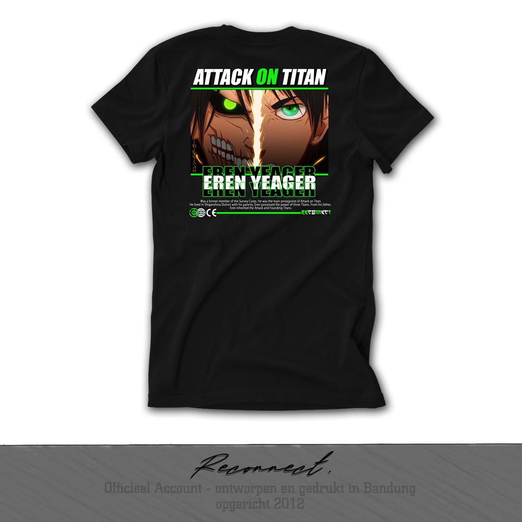 Reconnect Kaos Anak &amp; Dewasa Unisex Anime Attack On Titan Eren Yeager - Gratis Tambah Nama