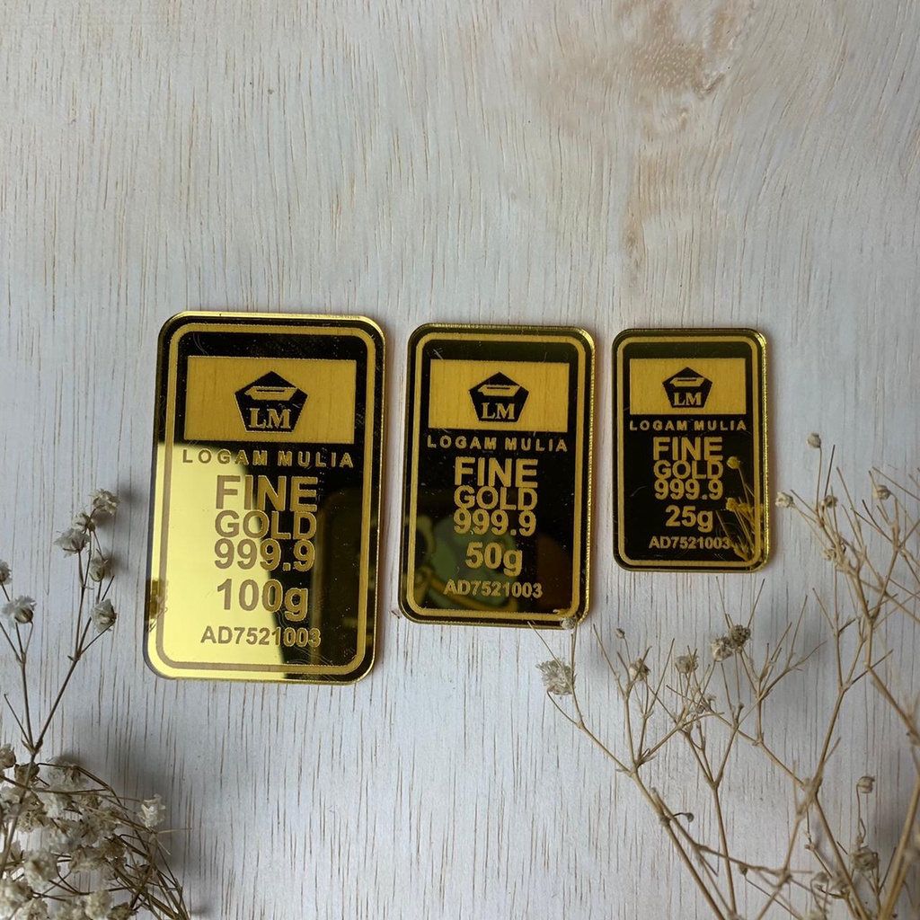 replika emas logam mulia desain baru untuk mahar dekorasi scrap book hiasan rustic 25gr 50gr 100gr g