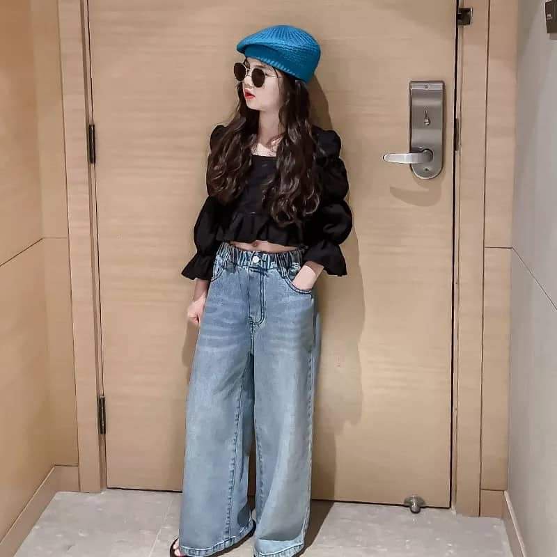 Setelan Anak Perempuan Kulot Jeans Super Fashionable