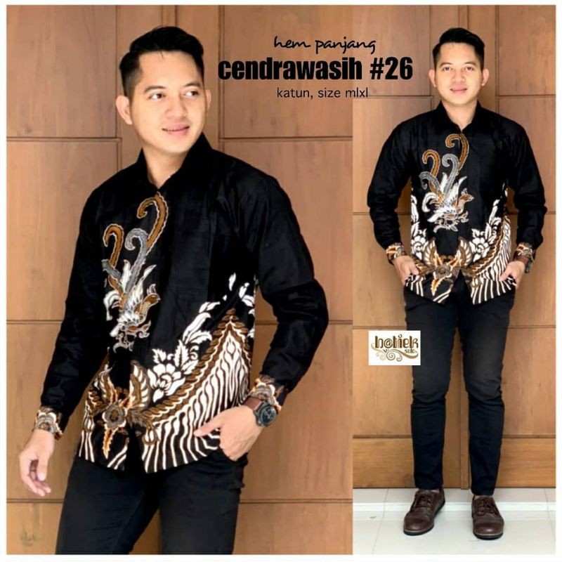 Batik Pria Lengan Panjang Gus Azmi BATIK AZMIL HRB026 motif KERATONAN Kode 002 size M L XL XXL Regul