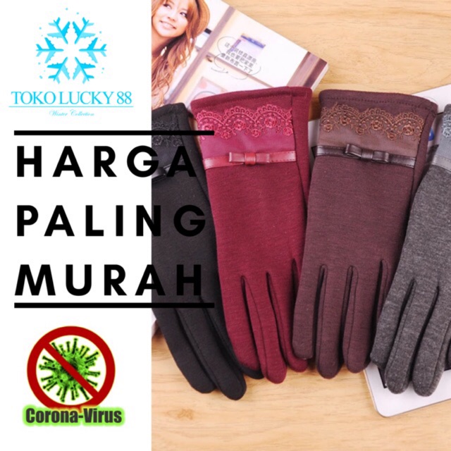 (Cacat Gudang) IMPORT Glove Renda New Sarung Tangan Touchscreen Lapis Bulu Musim Dingin Winter Woman Glove